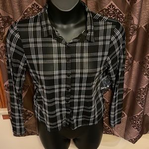 Plaid sheer top